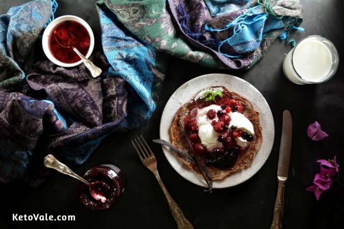 Keto Pancakes with Greek Yogurt and Berry Low Carb Recipe | KetoVale