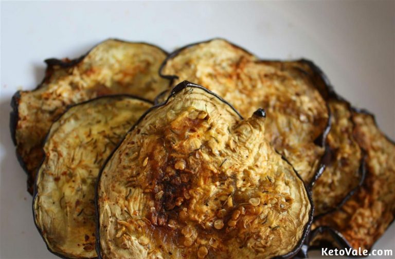 Keto Eggplant Chips Low Carb Recipe KetoVale