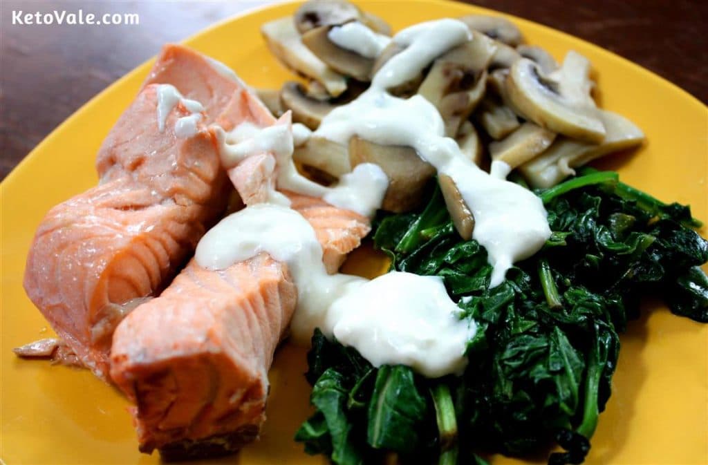 Keto Steamed Salmon with Spinach and Mushroom Low Carb Recipe KetoVale