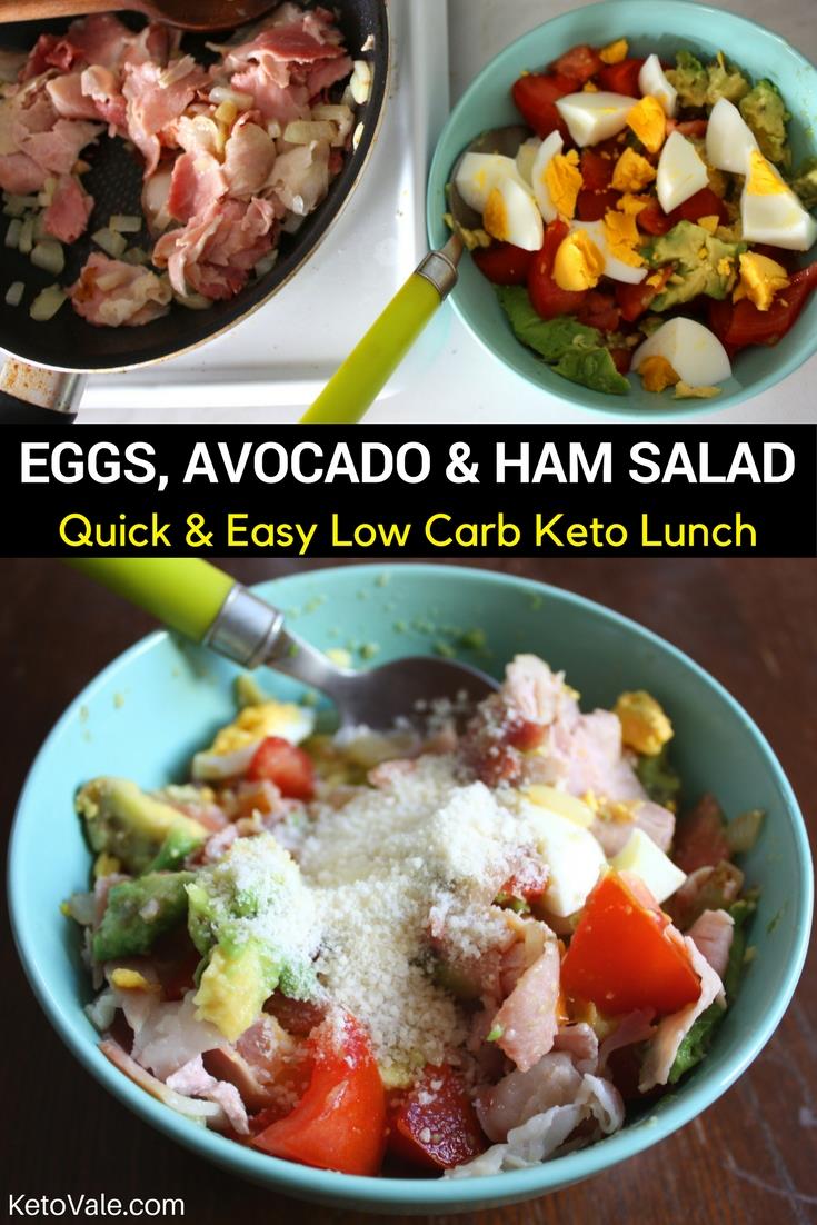 Low Carb Eggs, Avocado and Ham Salad