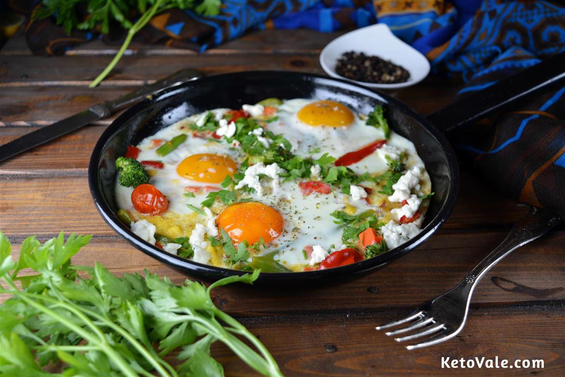 Poached Egg Cheese Vegetable Frittata Recipe | Keto Vale