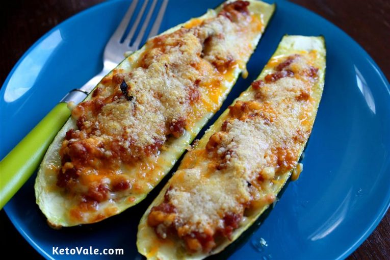 Keto Stuffed Zucchini Boats with Ground Meat Cheese Low Carb Recipe