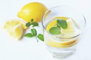 glass of lemon water