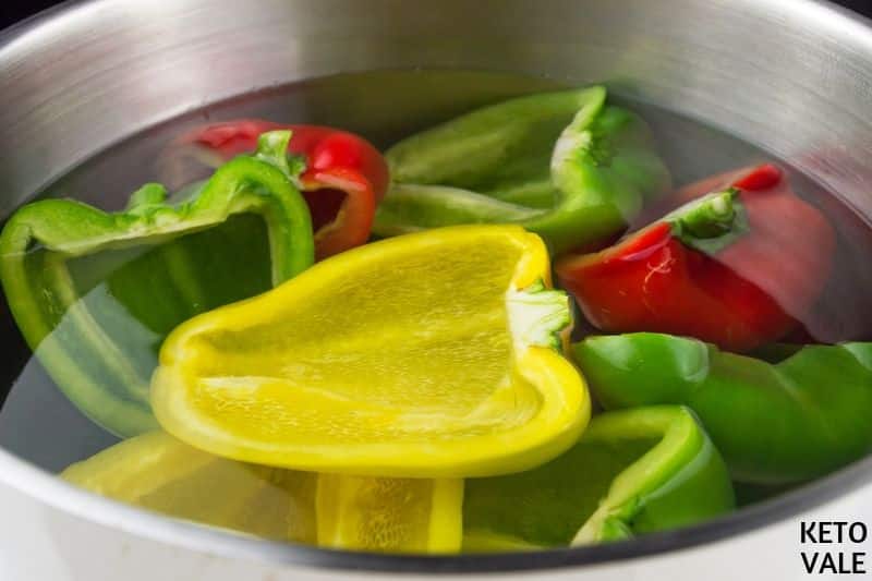 blanch peppers in hot water