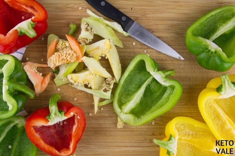 cut peppers remove seeds