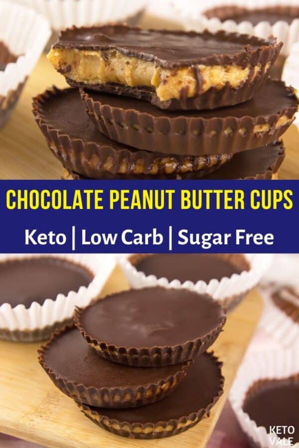 Easy Keto Chocolate Peanut Butter Cups Sugar Free Recipe KetoVale