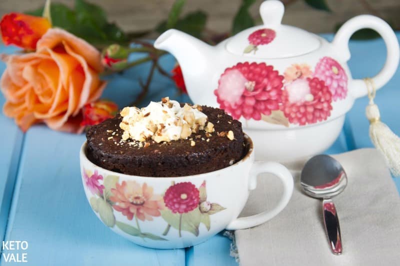 Sugar free chocolate cake in a mug