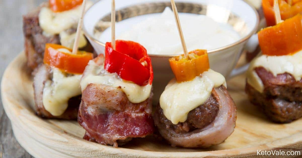Bacon Wrapped Cheeseburger Bites Low Carb Recipe Keto Vale
