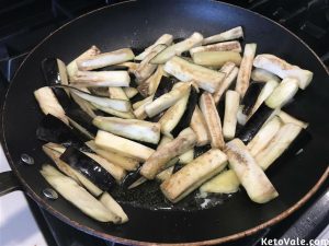 Cut eggplant strips