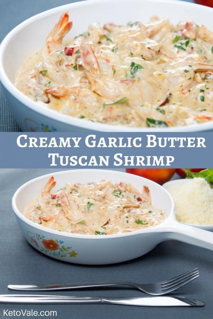 Creamy Garlic Butter Tuscan Shrimp Low Carb Recipe | Keto Vale