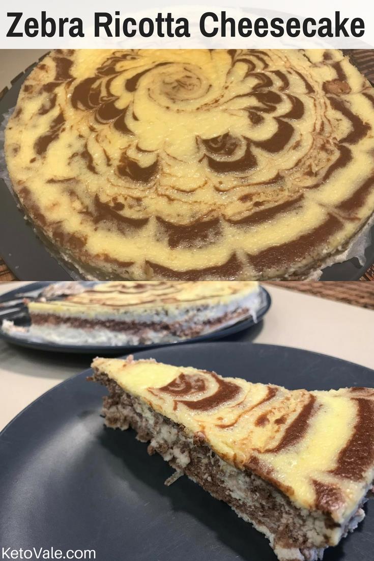 Zebra Ricotta Cheesecake Low Carb Recipe | Keto Vale