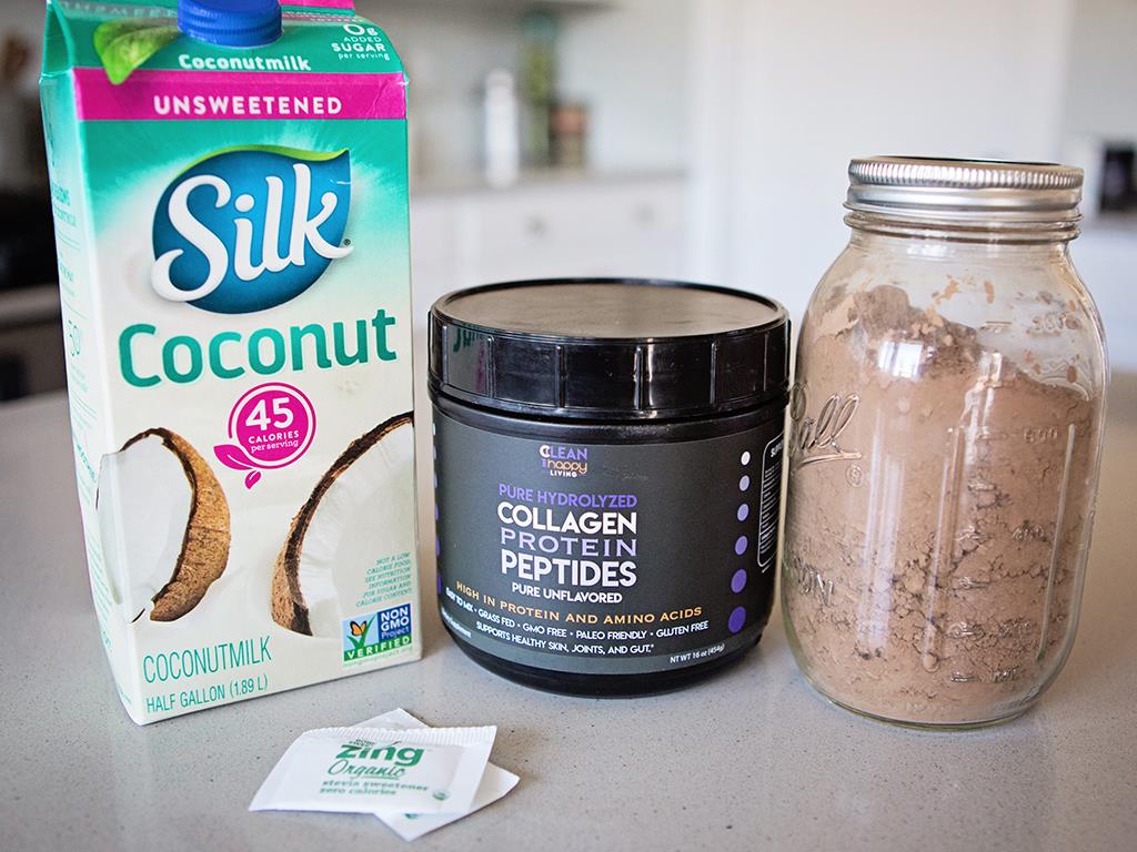 Mixing protein powder with coconut milk