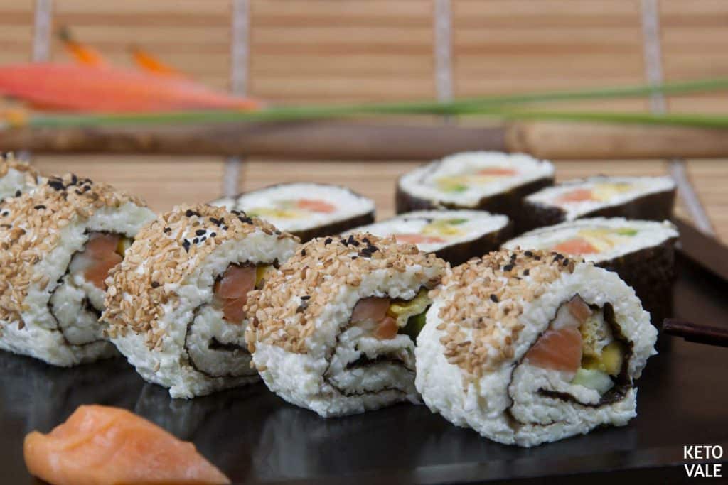 keto salmon sushi rolls