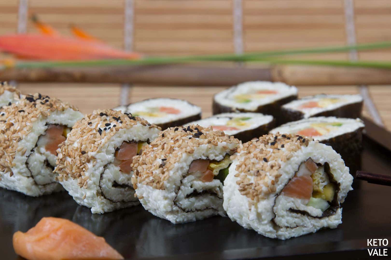 Keto Salmon Avocado Sushi Rolls Low Carb Recipe
