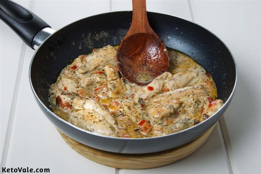 Add chicken broth and sour cream