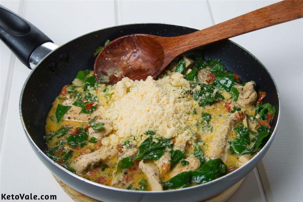 Add spinach, Parmesan cheese