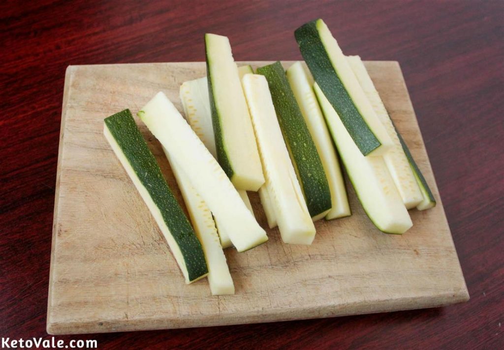 Cutting zucchini into small strips