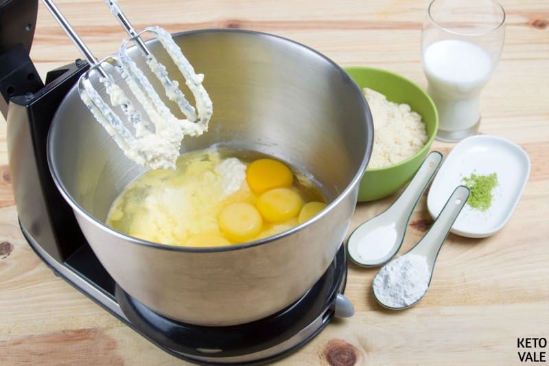 combine egg sour cream almond milk