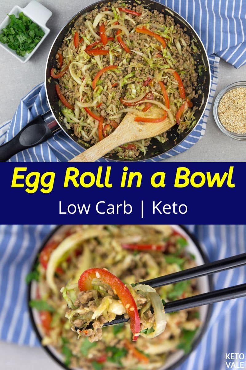 Easy Keto Egg Roll in a Bowl Low Carb Recipe | KetoVale