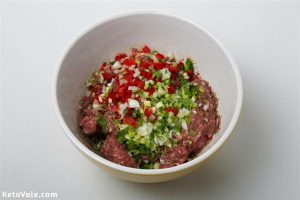 Mix ground beef and spices in a bowl