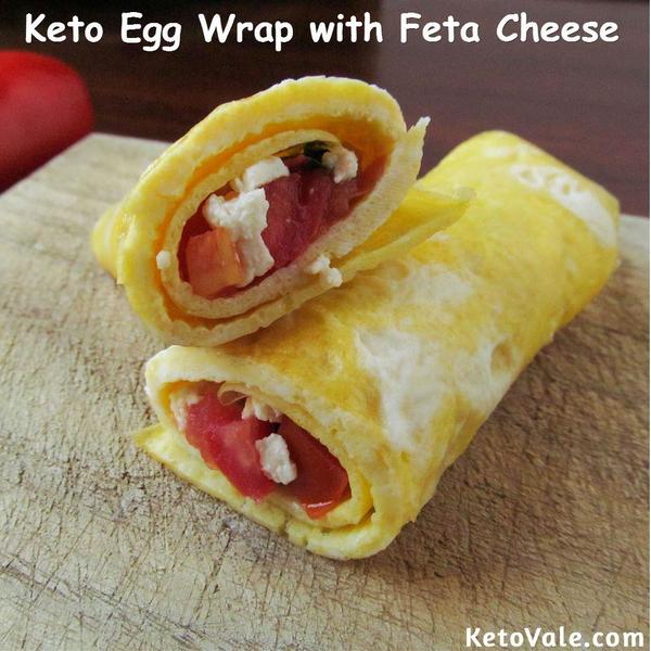 Egg Wrap with Feta Cheese Tomato Low Carb Recipe | Keto Vale