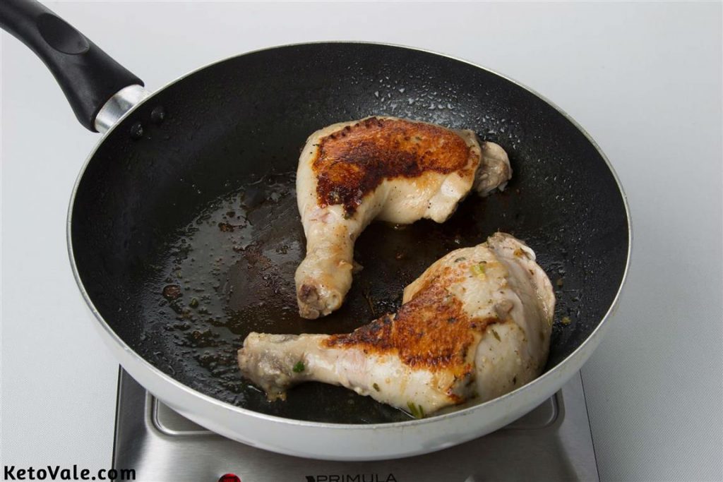 Pan fry chicken thighs