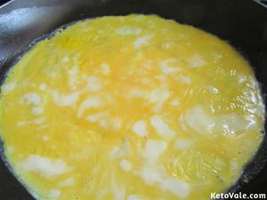 Pour egg mixture in a pan