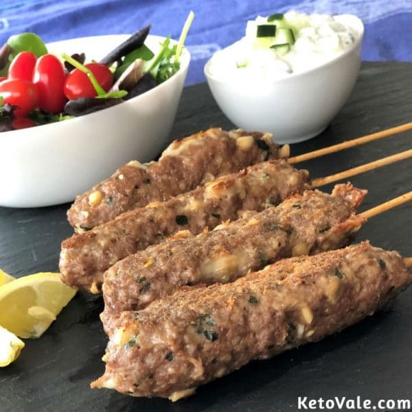 Beef Kebabs with Cucumber Yogurt Sauce Low Carb Recipe Keto Vale