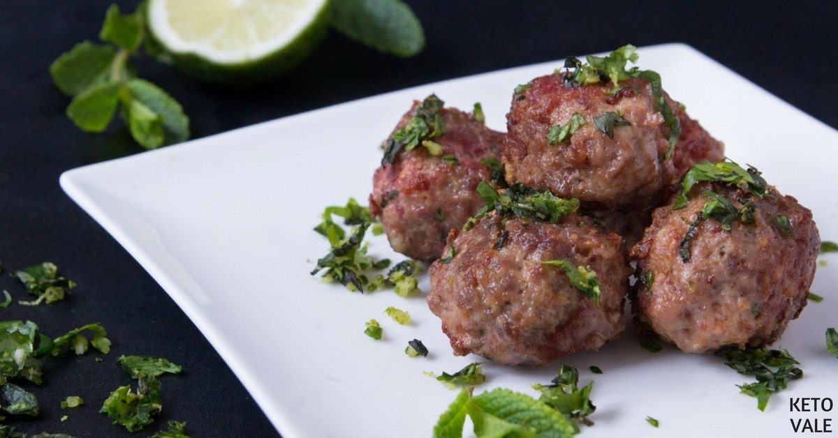 Beef Meatballs With Mint Gremolata Low Carb Recipe Keto Vale
