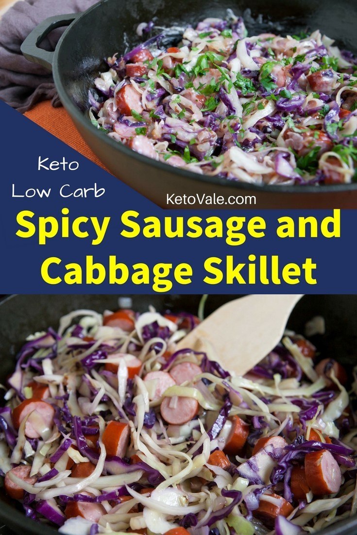 Low Carb Spicy Sausage and Cabbage Skillet