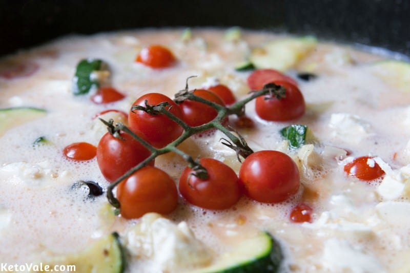 Whisk eggs with crumbled feta