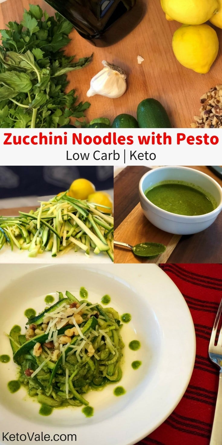 Zucchini Noodles with Pesto Low Carb