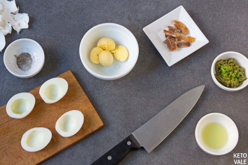 slice boil egg and remove yolk