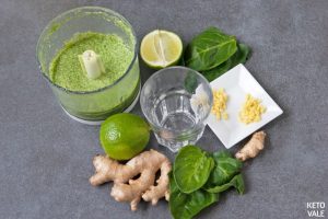 Blend coconut cream, spinach and ginger