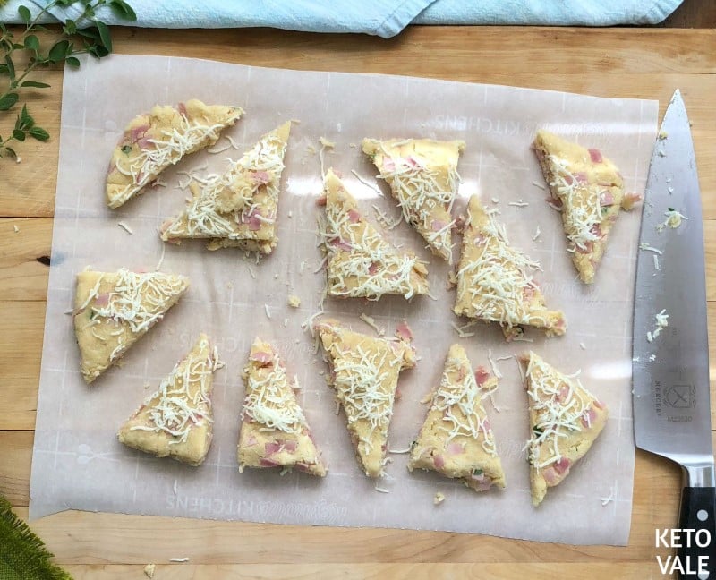 Cut scone into triangles