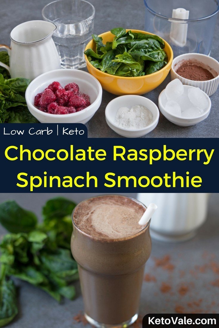 Keto Chocolate Spinach Raspberry Smoothie Low Carb Recipe KetoVale
