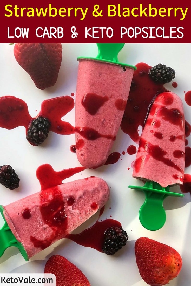 Keto Strawberry Blackberry Popsicles