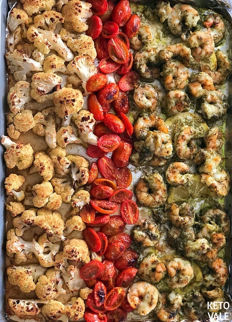 Pesto Shrimp with Cauliflower and Tomatoes