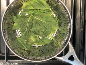 Steam basil leaves