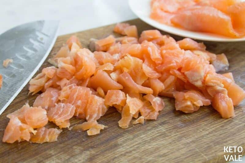 dice smoked salmon