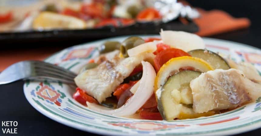 Keto Baked Fish Fillets with Vegetables in Foil Low Carb Recipe
