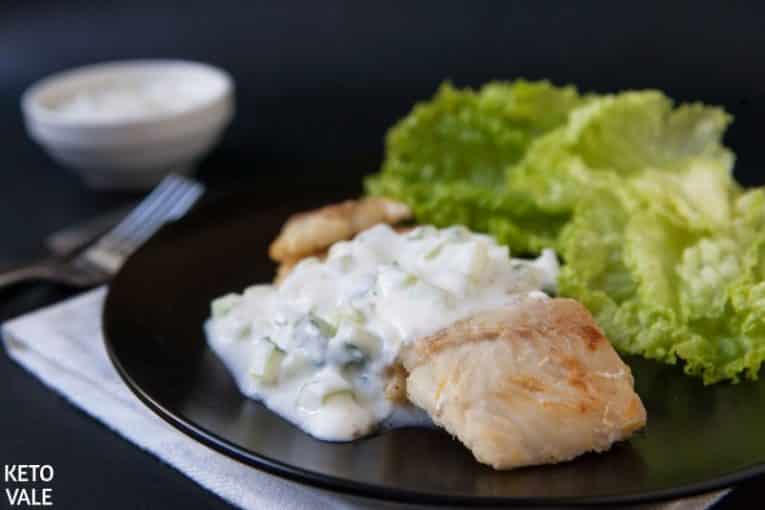 Keto Fried Fish with Cucumber Raita Low Carb Recipe KetoVale