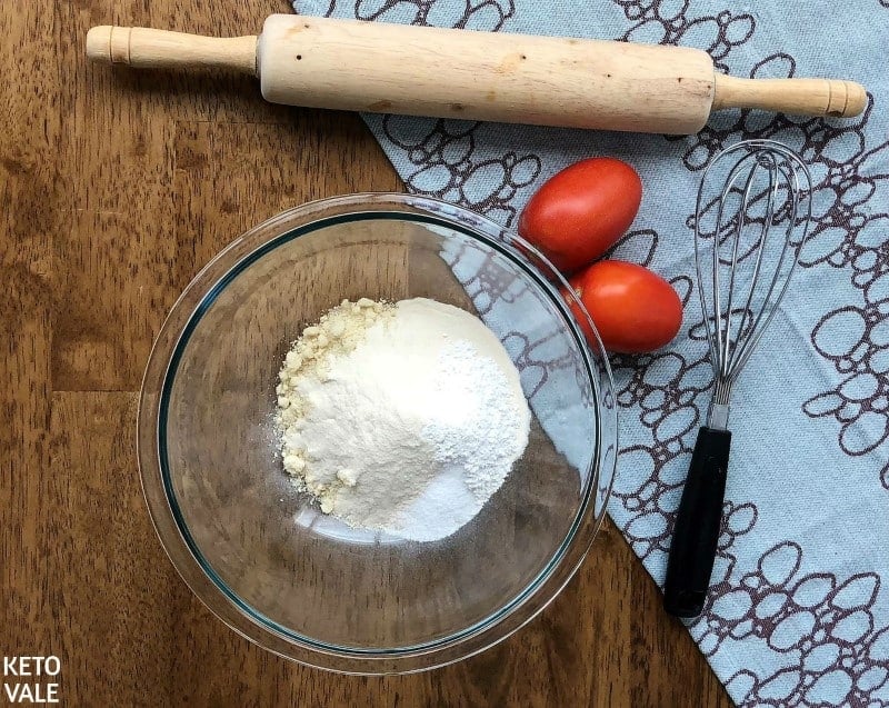 Mix almond flour baking powder xanthan gum