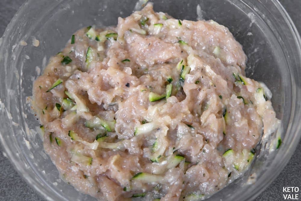 mix shredded zucchini with ground chicken