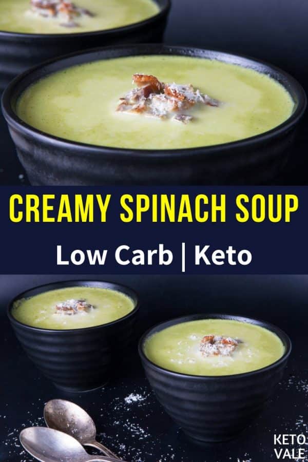 Easy Keto Creamy Spinach Soup Low Carb Recipe KetoVale