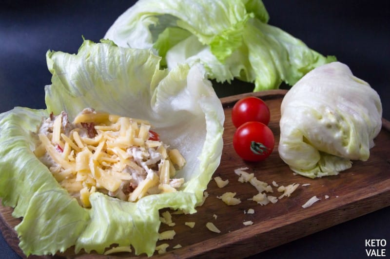 top gouda cheese on iceberg lettuce