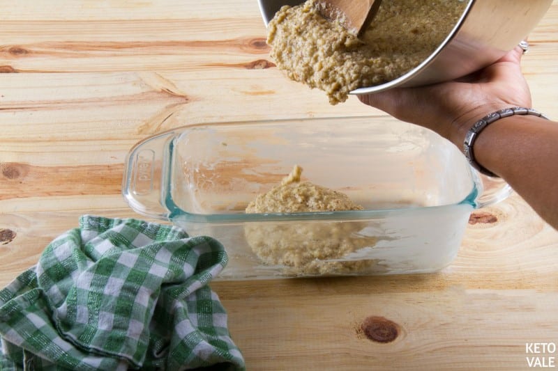 pour peanut batter in pan