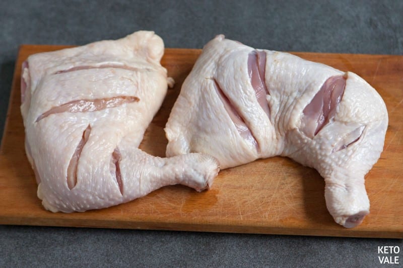 cuts on chicken leg