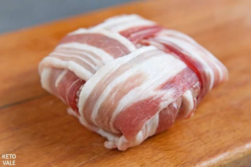 place patty on bacon slice