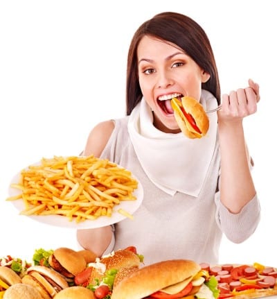 woman eats junk foods